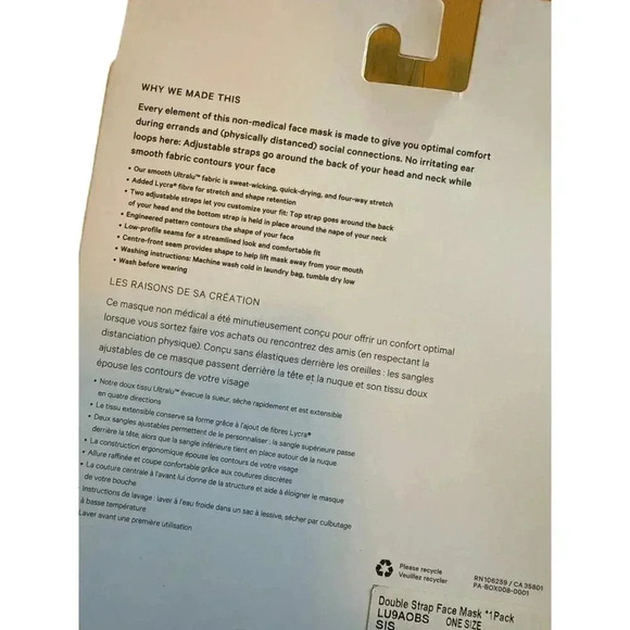 LULULEMON FACE MASK / NEW - Picture 2 of 2